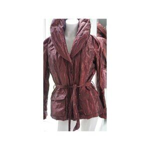 Vintage CACHE Metallic Plum Iridescent Crinkled Shawl Collar Jacket. Size M